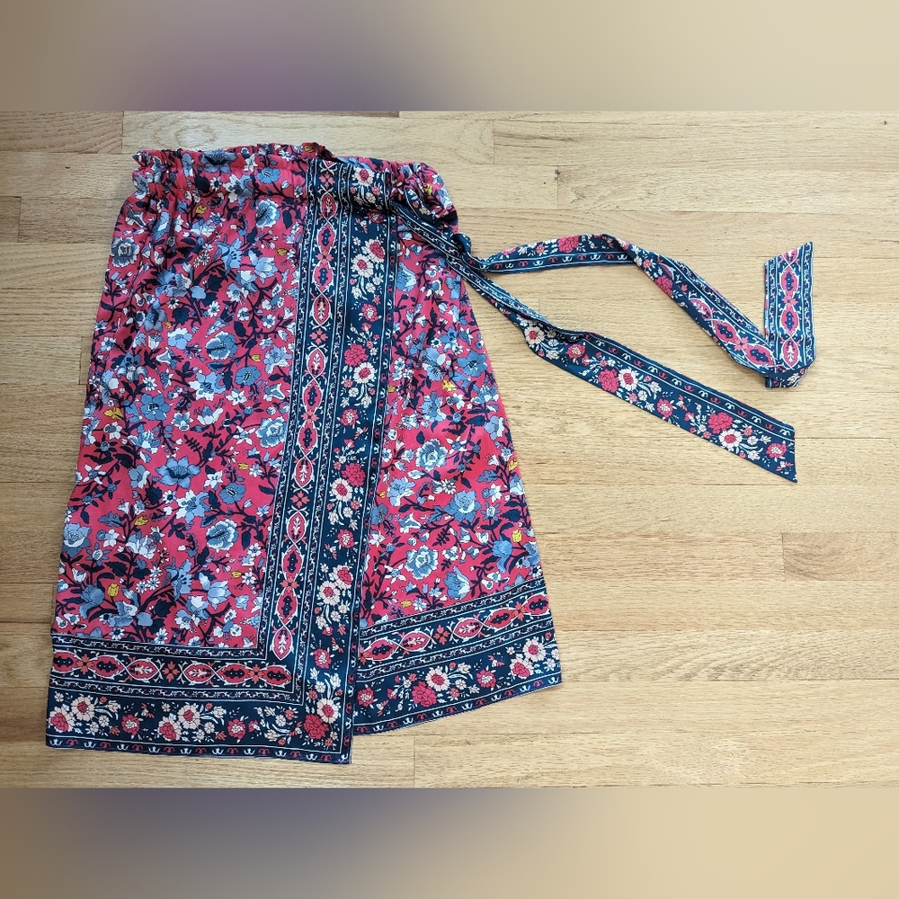 Loft midi wrap floral skirt, size 2p